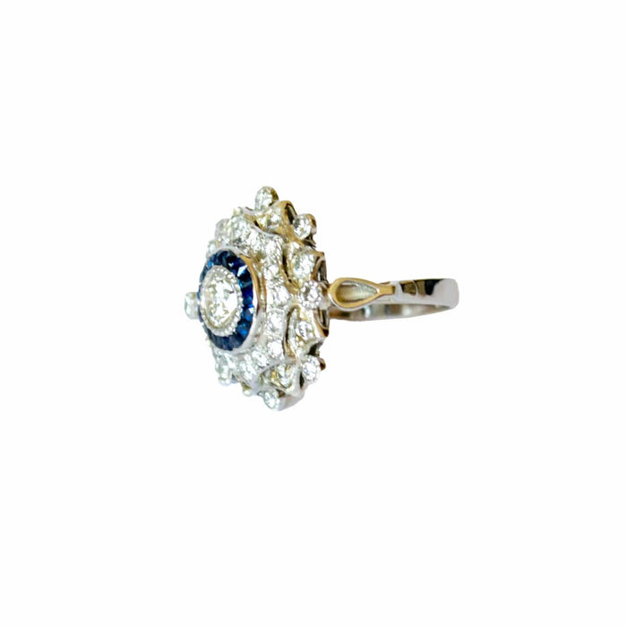 Bague Bague en platine avec diamants et saphirs 58 Facettes Q184B