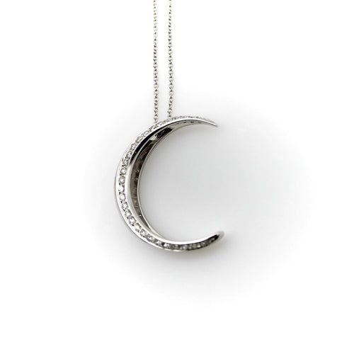 Collier Collier croissant de lune en or blanc 18 carats 58 Facettes
