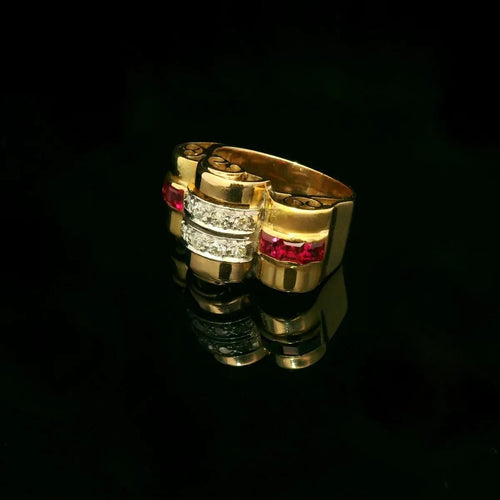 Diamond Tank ring circa 1940 58 Facettes