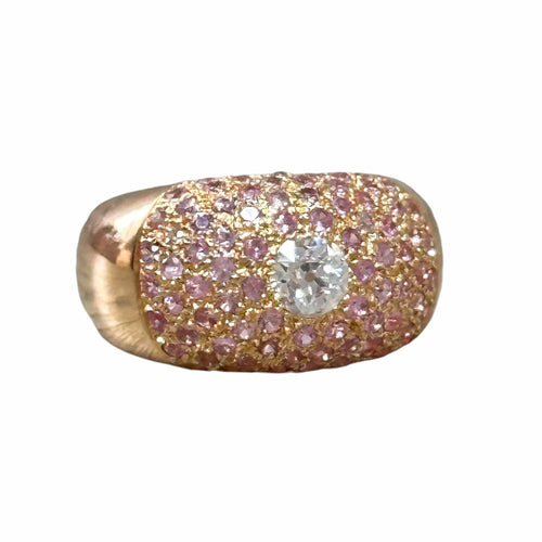 Bague 54 Bague dôme or, saphirs roses, diamant 58 Facettes 197