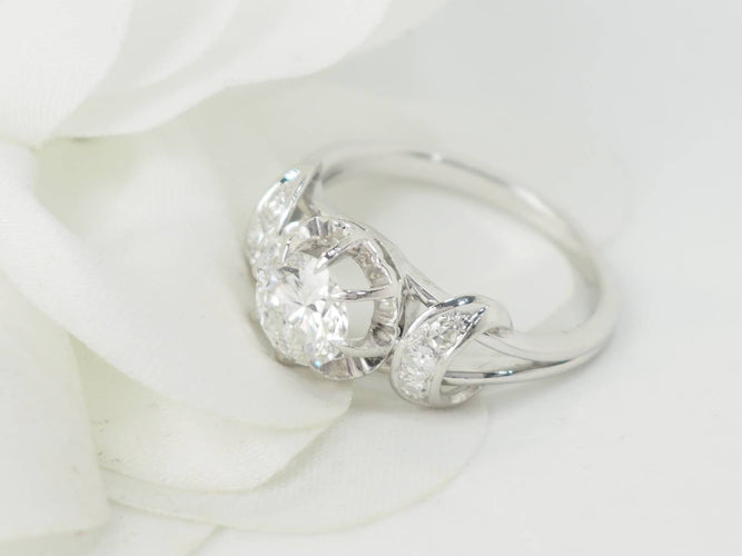 Bague 57 Bague solitaire en or blanc platine et diamant 1,20ct 58 Facettes 33557