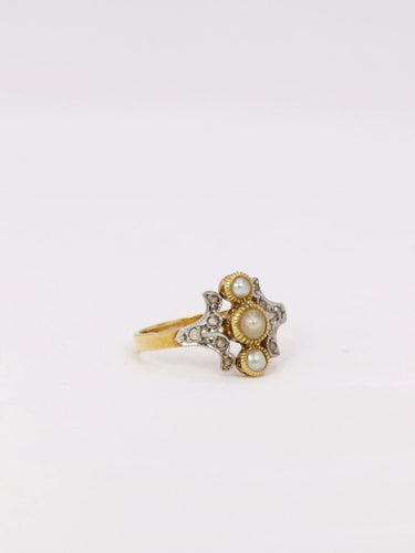 Bague Bague Art Nouveau perles diamants 58 Facettes J354