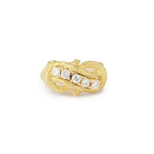 Bague 56 Bague Vintage Branchage Diamants Or Jaune 58 Facettes B374