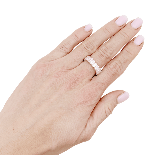 Bague 55 Alliance or blanc, diamants taille émeraude. 58 Facettes 34381