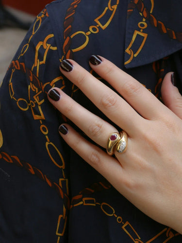 Bague 52 Bague vintage serpent en or, rubis et diamants 58 Facettes J37