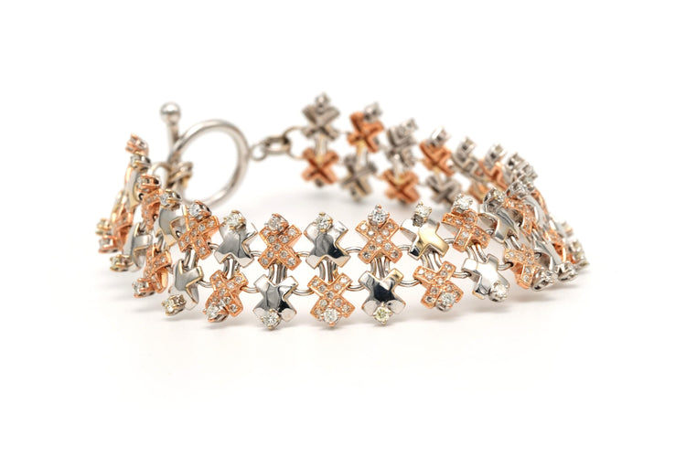 Bracelet Bracelet contemporain or blanc et or rose, diamants (+- 3,30ct) 58 Facettes 22449