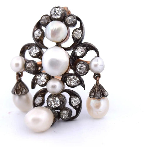 Broche Broche taille ancienne (Old Mine) en or 12k et argent 925, diamants 58 Facettes SP22