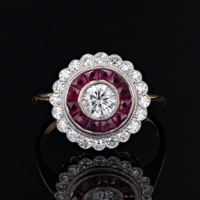 Bague 54 Bague diamants rubis calibrés style Art Déco 58 Facettes 24-180