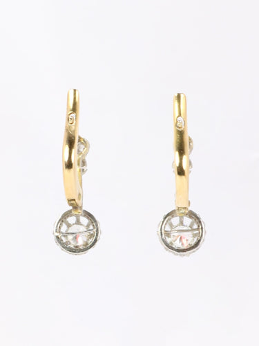 Boucles d'oreilles Dormeuses anciennes diamants coussin 0,5 carat 58 Facettes 1130.6