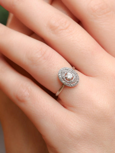 Bague 52 Bague vintage ovale or diamants 0,2 ct 58 Facettes J166