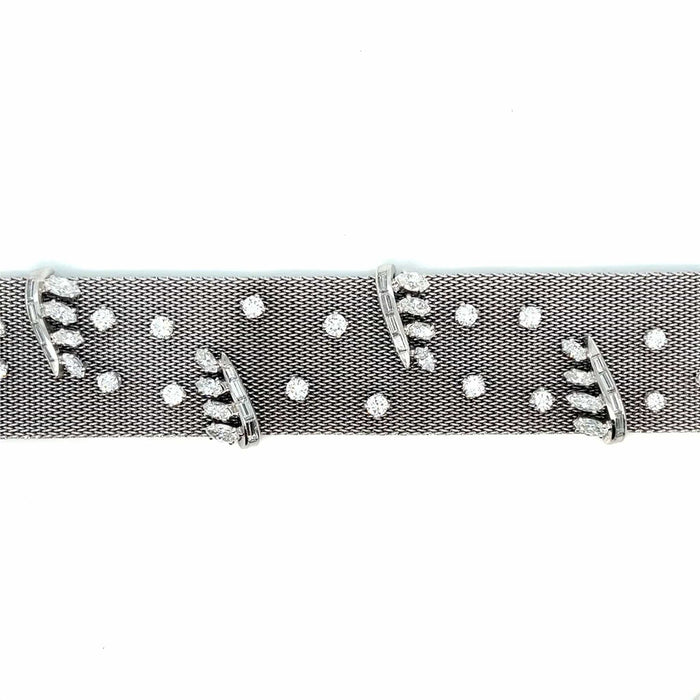 Bracelet Bracelet rétro en tissu platine avec diamants de 7,50 ct 58 Facettes