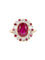 Bague 51 Bague marguerite vintage or jaune diamants rubis ovale 2,2 ct 58 Facettes J381