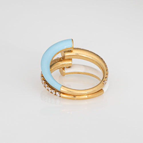 Bague Bague Melissa Kaye en or jaune 18 carats avec diamant 1 carat et émail, bijouterie fine 58 Facettes G14021