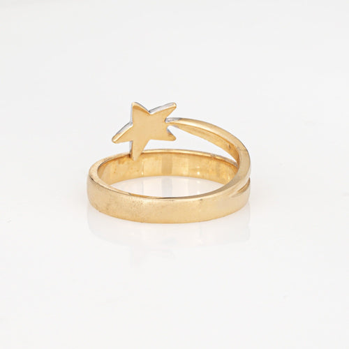 Bague Bague étoile filante vintage en or jaune 14 carats, taille 4, bijoux fins célestes 58 Facettes G14046