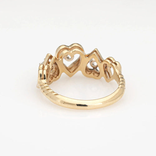 Bague Bague cœur en diamant vintage en or jaune 14 carats, taille 6,75, bijouterie fine 58 Facettes 15433