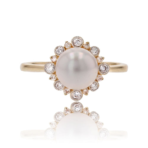 Bague 53 Bague perle de culture Akoya et ses diamants 58 Facettes 24-076