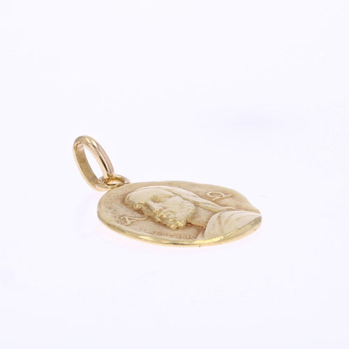 Pendentif Médaille de baptême or jaune Christ Catacombes signée Becker 58 Facettes CVP191