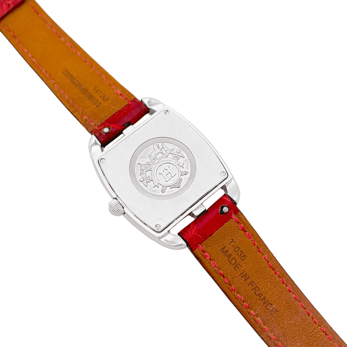 Montre Montre Hermès, "Cape Cod Tonneau", en acier et diamants sur cuir. 58 Facettes 34299