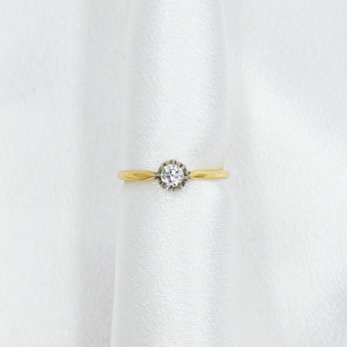 Bague solitaire ancien or et diamant