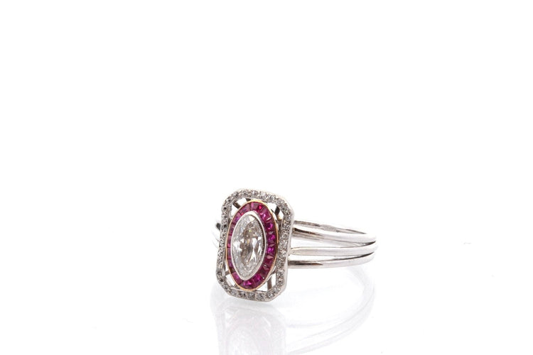 Bague 56 Bague art déco diamants et rubis 58 Facettes 27355