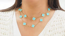 Collier VAN CLEEF & ARPELS - Sautoir Vintage Alhambra or jaune et turquoise 58 Facettes 32698