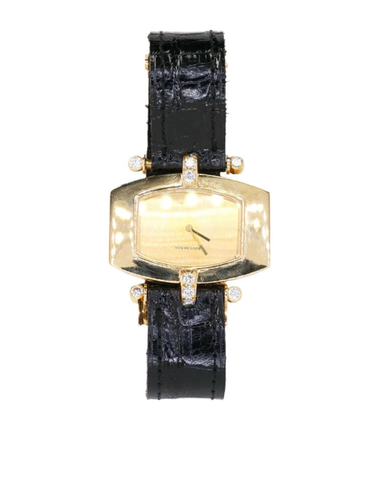 Montre BOUCHERON - Montre or jaune diamants bracelet cuir noir 58 Facettes 1000