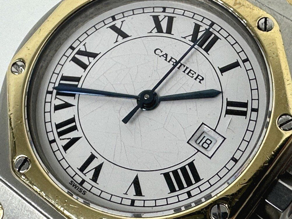 Montre vintage montre CARTIER santos octogonale ronde gm or & acier automatique 58 Facettes 263463