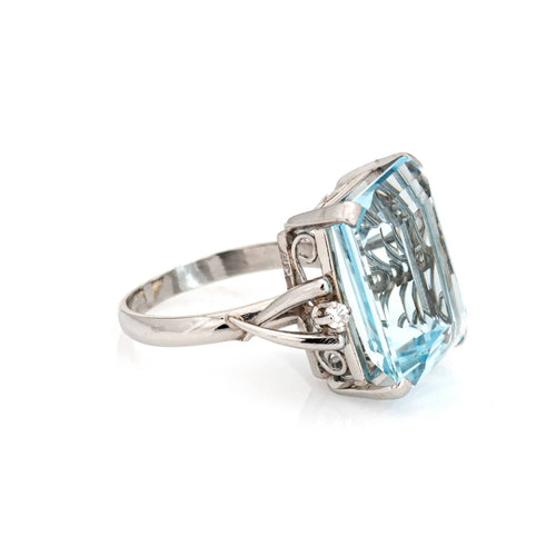 Bague 52 Bague Cocktail diamants aigue-marine 10 cts 58 Facettes G13156