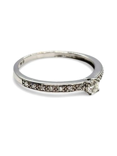 Bague 51.5 Solitaire or blanc et diamants 0,24 ct 58 Facettes 1139