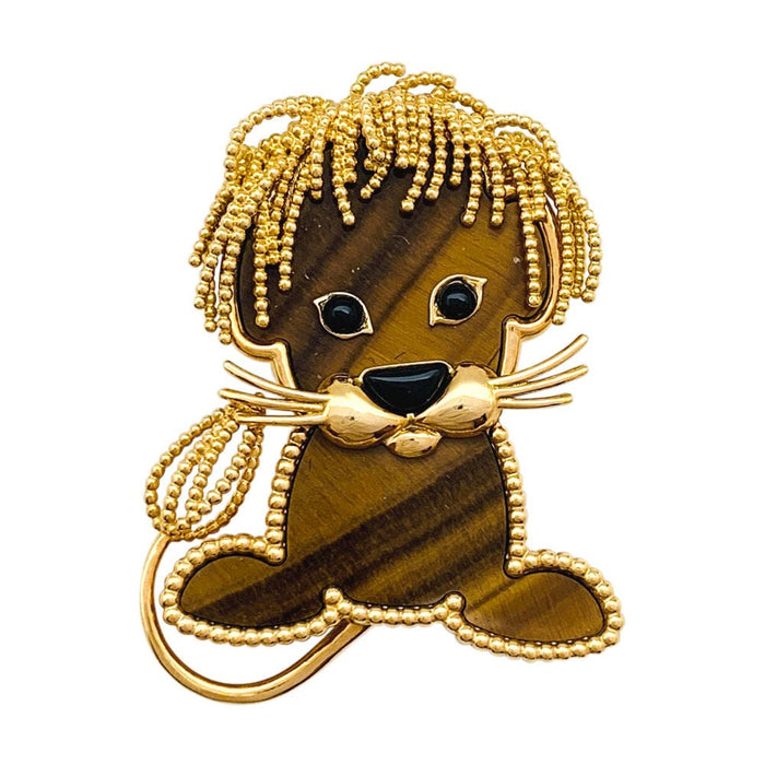 Clip Clip Van Cleef & Arpels, "Lucky Animals Lion," en or jaune, oeil de tigre et onyx. 58 Facettes 29924