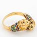 Ring 62 Double Lion Ring in Yellow Gold, Enamel Eye Contour Band 58 Facettes G12694
