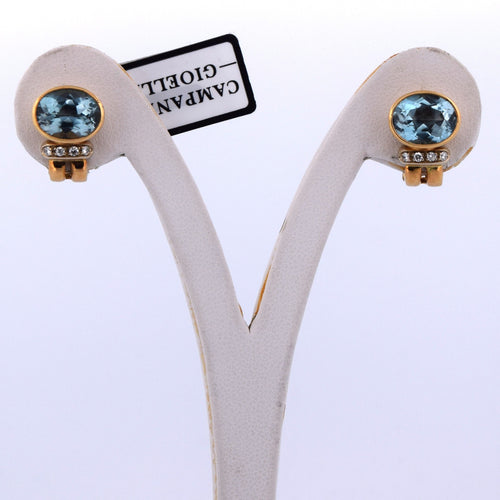 Boucles d'oreilles Boucles d'oreilles vintage en or jaune 18 carats avec aigues-marines et diamants 58 Facettes