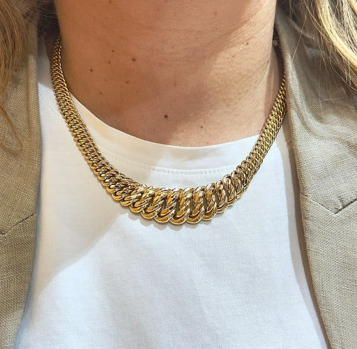 Collier maille américaine en chute or jaune 18 carats