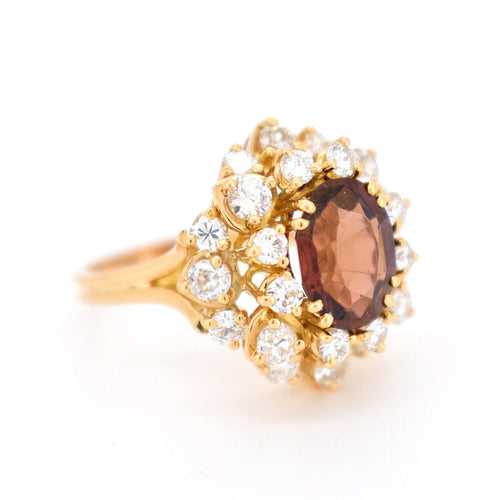 Bague 54 Bague Cocktail Vintage, Tourmaline et Diamants 58 Facettes