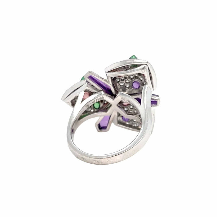 Bague 55 CARTIER - Diamond and Multi-Gem Caresse d'Orchidées Ring 58 Facettes