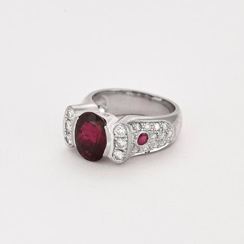 Bague 50,5 Bague or gris, tourmaline et diamants 58 Facettes COG04963