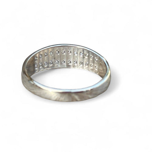 Bague 50 Alliance or blanc double rang diamants 58 Facettes 206