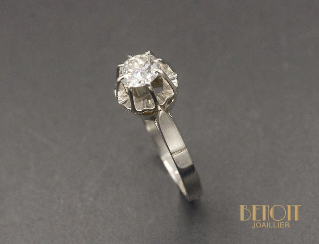 Bague 49 Solitaire Platine Diamant ~0.55ct 58 Facettes A10072
