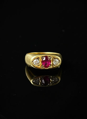Bague Bague pont avec rubis et diamants, 58 Facettes