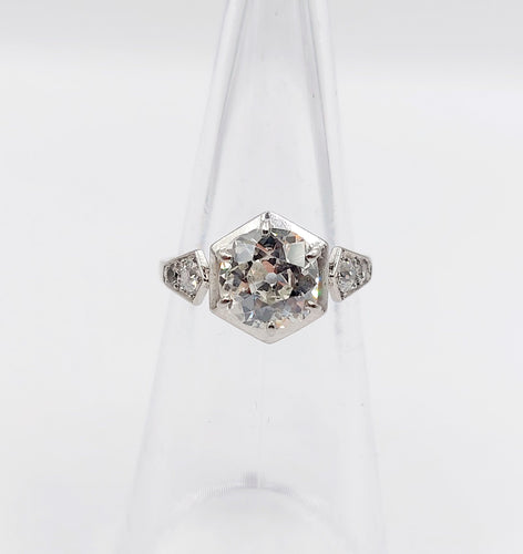 Bague 48.5 Bague solitaire Art Déco Platine diamant taille ancienne 1,70 carat (circa 1920) 58 Facettes A06291
