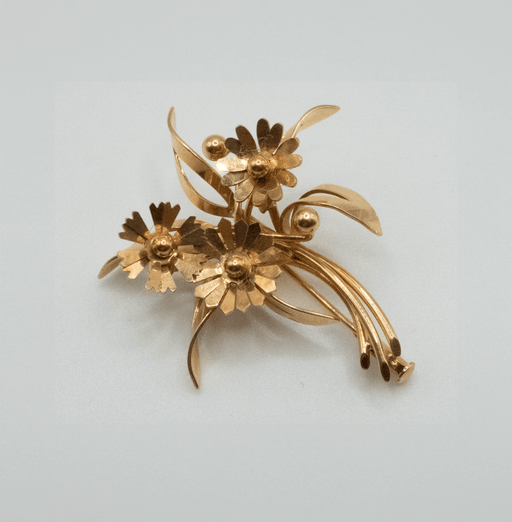 Yellow Gold Flower Brooch 58 Facettes