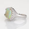 Bague 10.64ct Natural Opal Diamond Ring Estate 18k White Gold Sz 7 Fine Jewelry 58 Facettes G11987