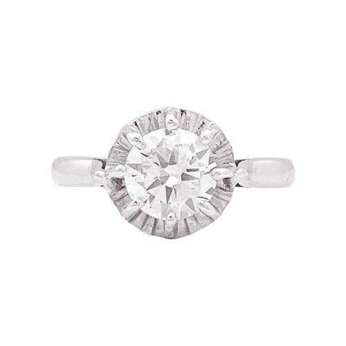 55 Bague solitaire platine, diamant. 58 Facettes 34159