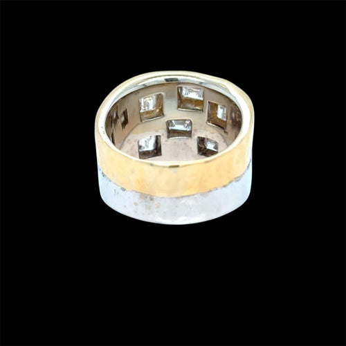 Bague 55 Bague Faraone en or jaune et blanc avec diamants taille émeraude 58 Facettes