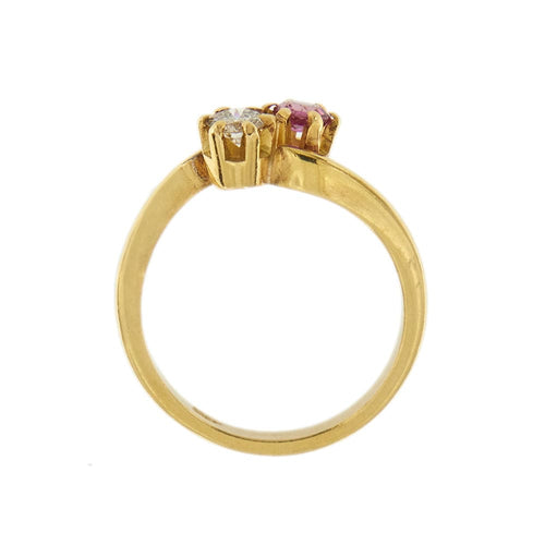 Bague 55 Bague contraire avec rubis et diamant 58 Facettes 27483