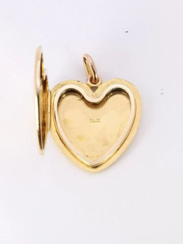 Pendentif Pendentif porte photo coeur Art Nouveau or jaune diamants taille rose 58 Facettes 1053.4