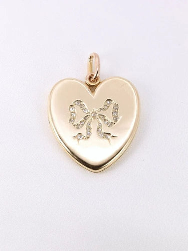 Pendentif Pendentif porte photo coeur Art Nouveau or jaune diamants taille rose 58 Facettes 1053.4