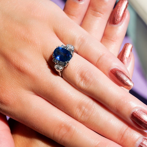 Bague 50 Bague Ceylan or gris saphir bleu diamants 58 Facettes 61100135