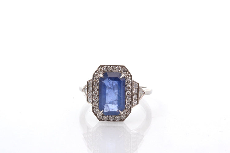 Bague 53 Bague vintage saphir de 3,20cts et diamants 58 Facettes 26681-27327