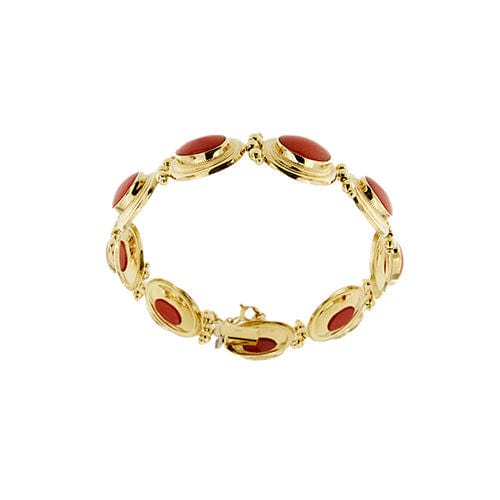 Bracelet Bracelet en or jaune avec corail rouge 58 Facettes 39982